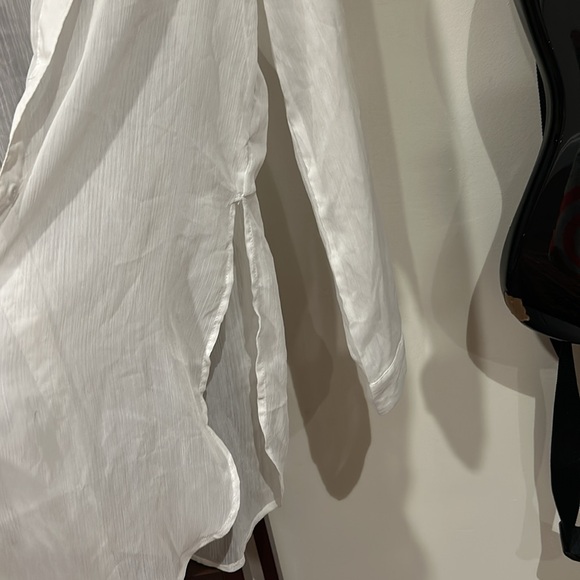 Semi sheer white button up/ beach coverup - Picture 5 of 6